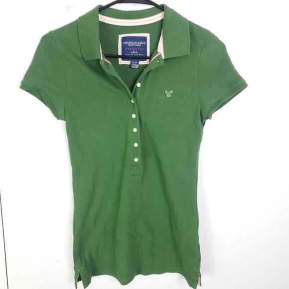 American Eagle Shirt Womens M Eagle Polo Y2K Baby Tee Collar Preppy Retro - Picture 1 of 9